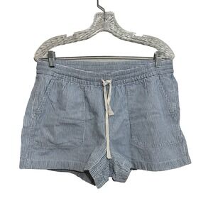 Point Sur Womens Striped Pull On Denim Jean Shorts‎ Pockets Stripe Tie Medium